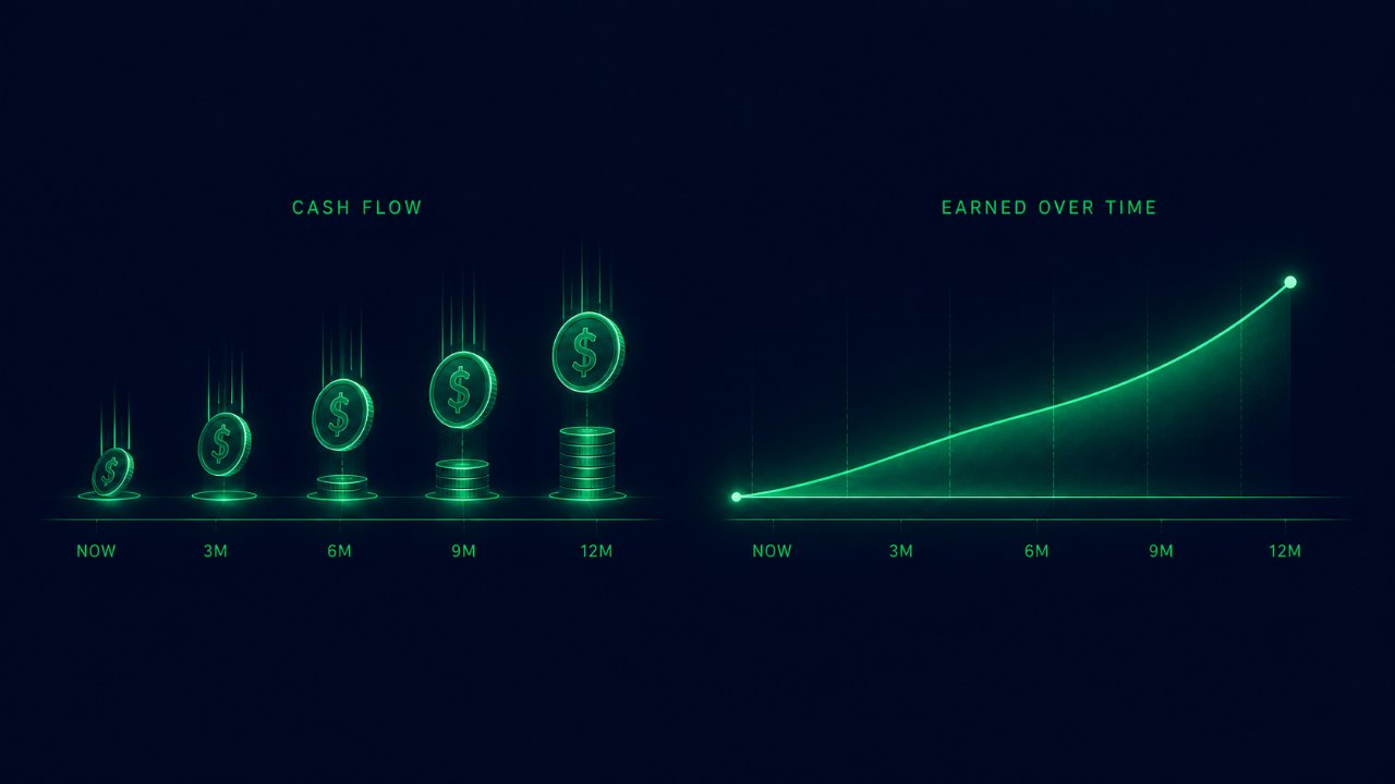 Cash flow versus earned-over-time charts