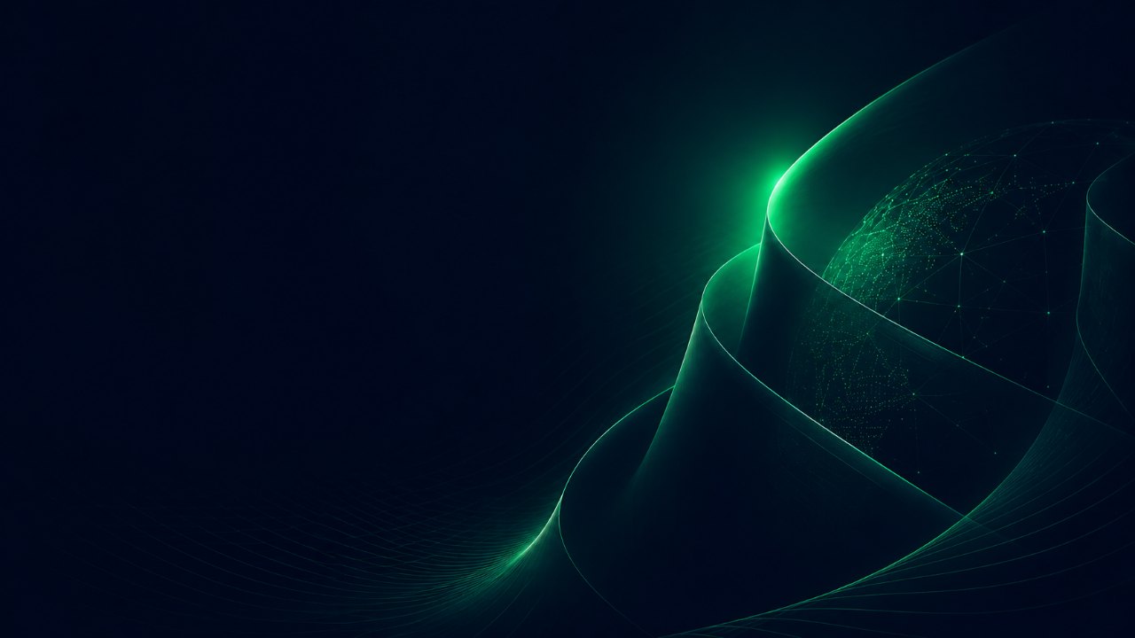 Abstract emerald data ribbon
