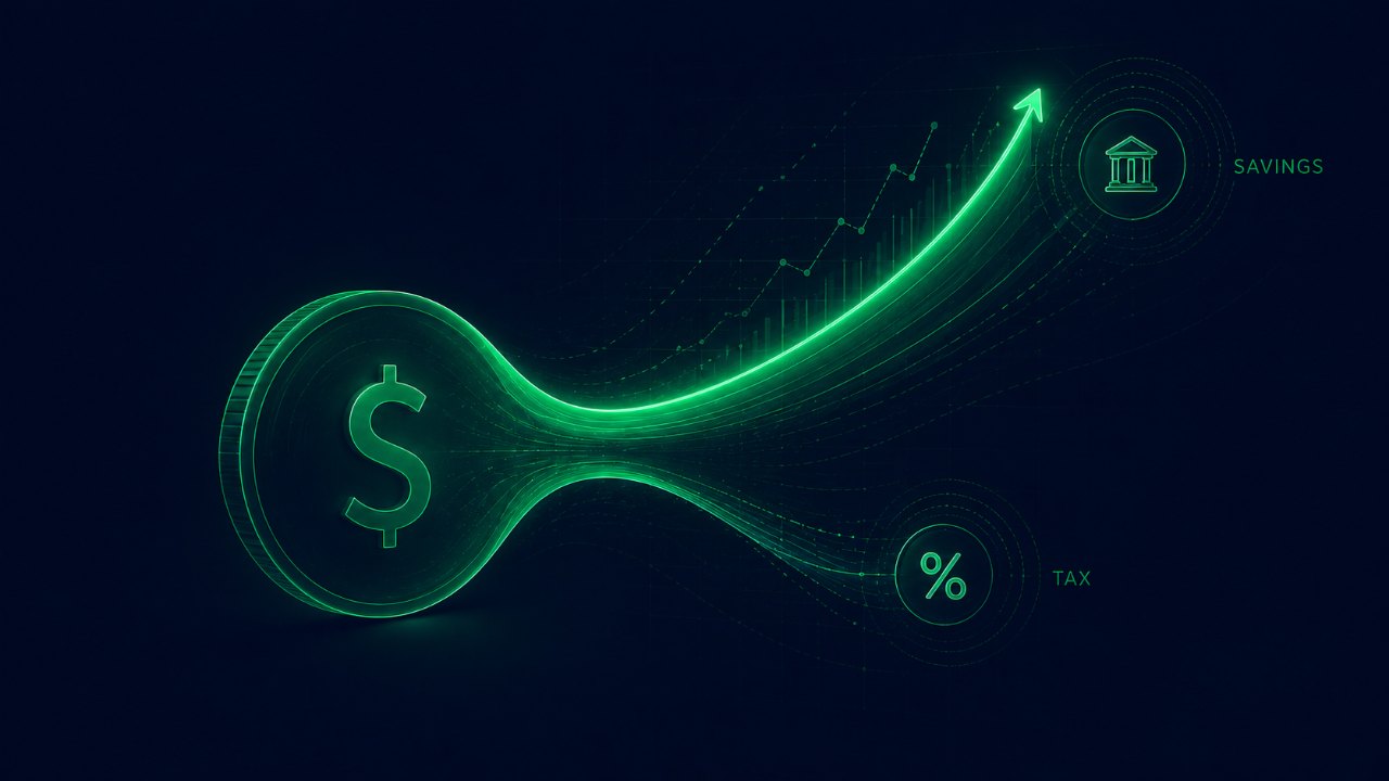 Coin with rising savings arrow
